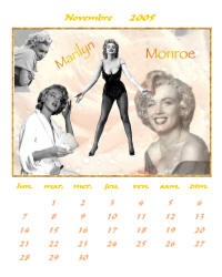 Novembre Calendrier Marilyn Monroe 2005
