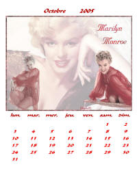 Octobre Calendrier Marilyn Monroe 2005